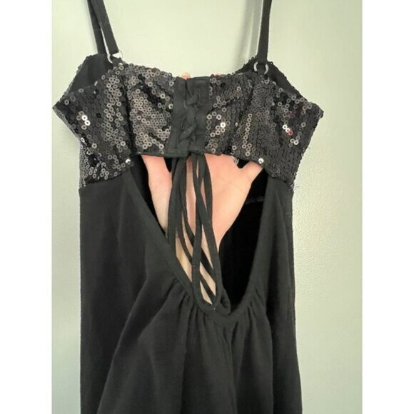 Women’s Black Sequin Y2K Tank Top Sz. SM - Picture 6 of 7